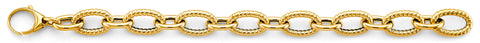 14K Yellow Gold Hollow Bold Oval Link Bracelet