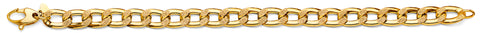 14K Yellow Gold Hollow Dia Bar Curb Bracelet