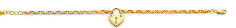 14K Yellow Gold Heart Lock Mariner Bracelet