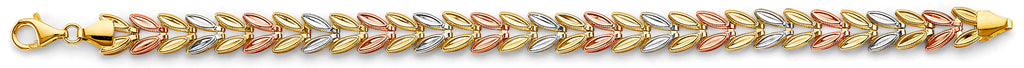 14K Tri Color Stampato Double Face Bracelet