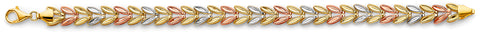 14K Tri Color Stampato Double Face Bracelet