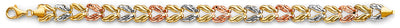 14K Tri Color Double Face Gradated Stampato Bracelet