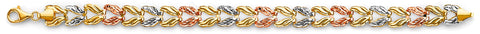 14K Tri Color Double Face Gradated Stampato Bracelet