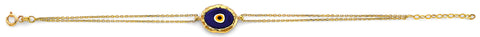 14K Yellow Gold Fancy Blue Evil Eye Bracelet