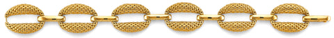 14K Yellow Gold Hollow Mesh Oval Design Bracelet