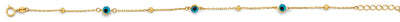 14K Yellow Gold Sky Blue Color Evil Eye Bracelet