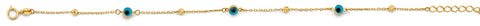 14K Yellow Gold Sky Blue Color Evil Eye Bracelet