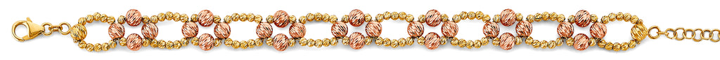 14K Two Tone Gold Fancy DC Ball Bracelet