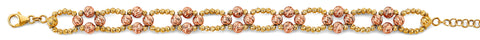 14K Two Tone Gold Fancy DC Ball Bracelet