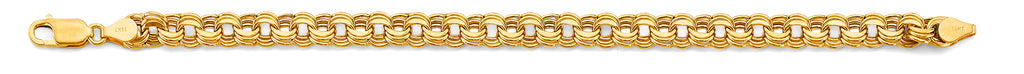 14K Yellow Gold Three Line Fancy Link Bracelet