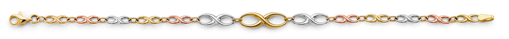 14K Tri Color Gold Infiniti Bracelet