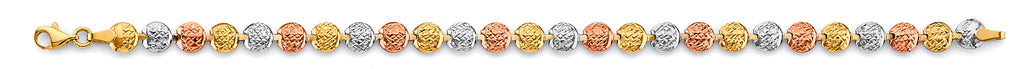 14K Tri Color Gold Round Fancy Bracelet