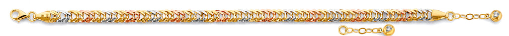 14K Tri Color Lock Fancy Bracelet