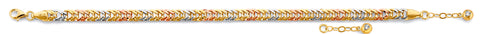 14K Tri Color Lock Fancy Bracelet