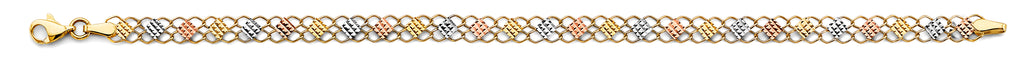 14K Tri Color Gold DC Bracelet