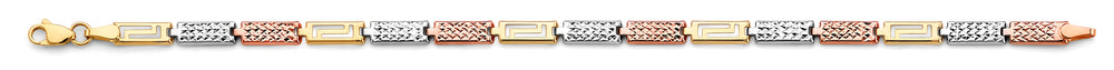 14K Tri Color Gold Bar Fancy Bracelet