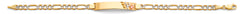 14K Two Tone Gold Figaro WP Flower ID Bracelet