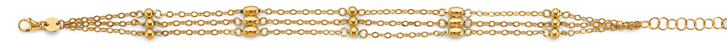 14K Yellow Gold 3 Line Link Ball Bracelet