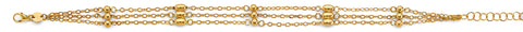 14K Yellow Gold 3 Line Link Ball Bracelet