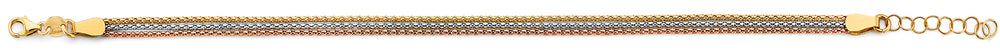 14K Tri Color Gold 3 Line Bracelet