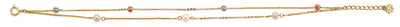 14K Tri Color Gold 2 Line Ball Bracelet