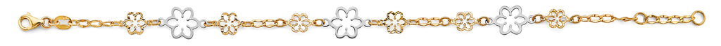 14K Two Tone Gold Flower Bracelet