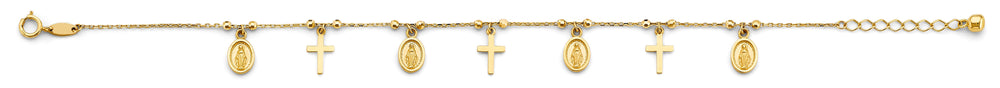 14K Yellow Gold Religious Charm Bracelet