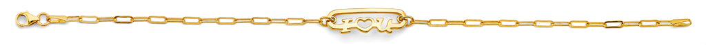 14K Yellow Gold I Love U Center ID Bracelet