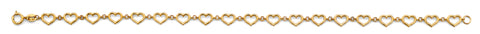 14K Yellow Gold Heart CZ Bracelet