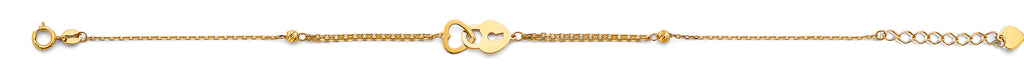 14K Yellow Gold Heart And Lock Light Bracelet