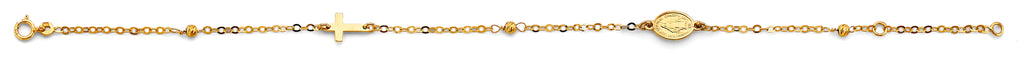 14K Yellow Gold Cross And Medal Light Bracelet