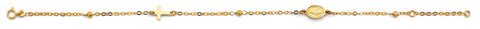 14K Yellow Gold Cross And Medal Light Bracelet