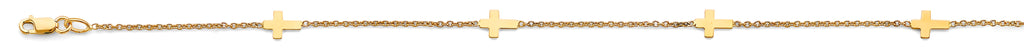 14K Yellow Gold Light Cross Anklet