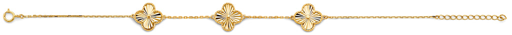 14K Yellow Gold 3 Flower Bracelet