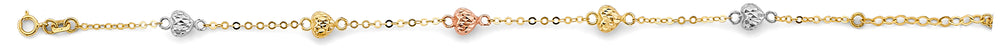 14K Tri Color DC Heart Bracelet