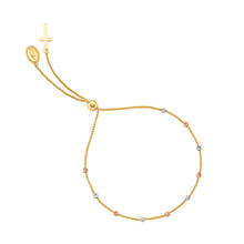 Load image into Gallery viewer, 14K Tri Color Gold Ball Friendship Bracelet