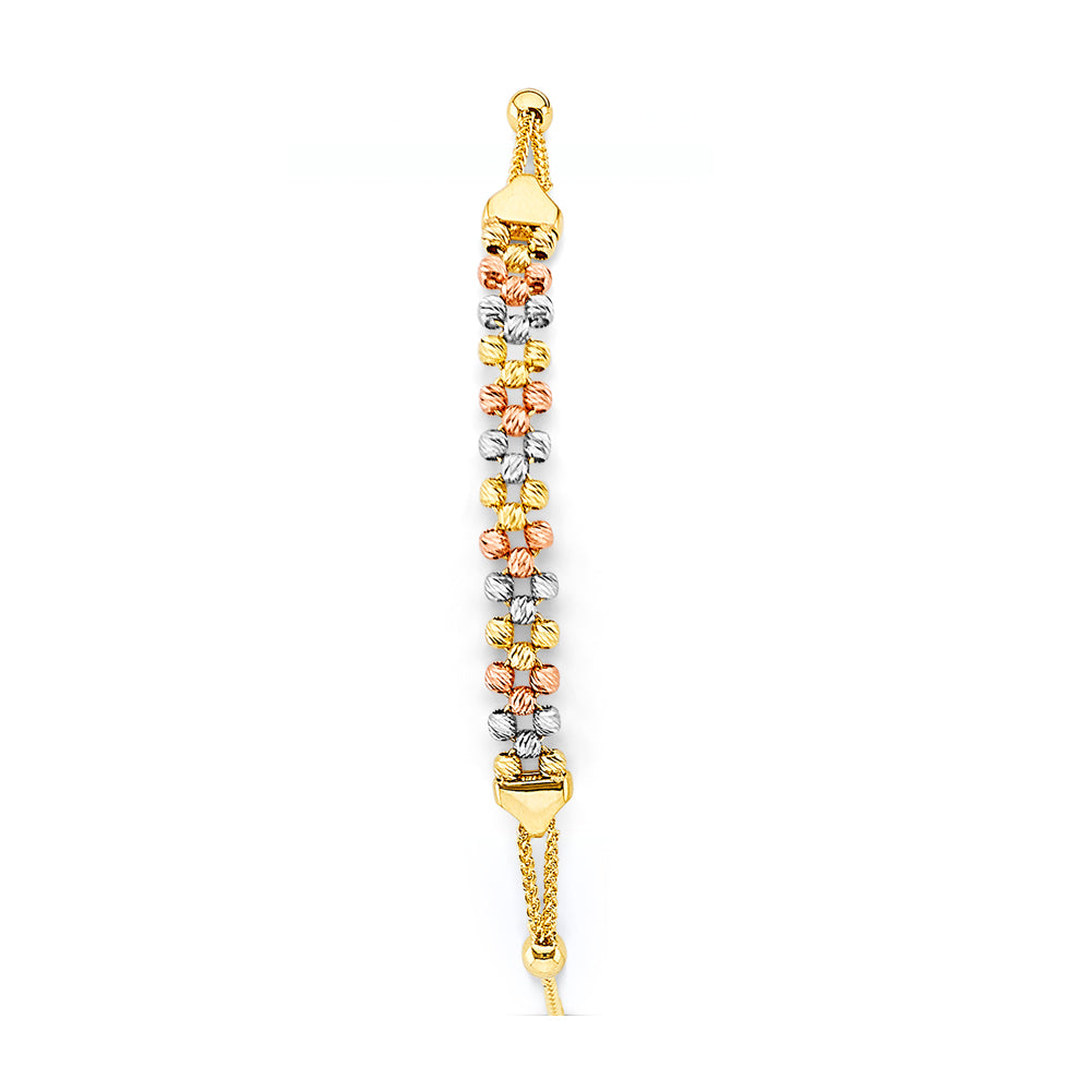 14K Tri Color Gold Friendship Ball Bracelet