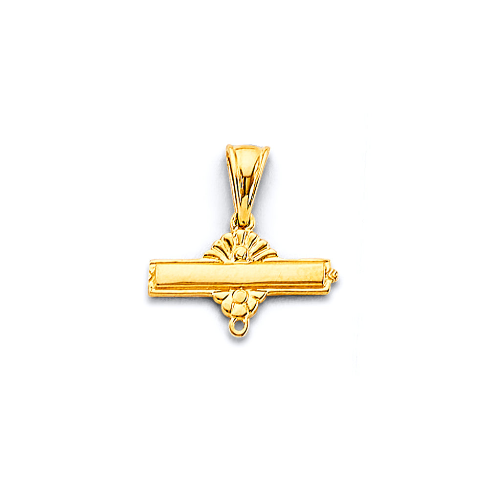 14K Yellow Gold Polished Engravable Bar Top Charm