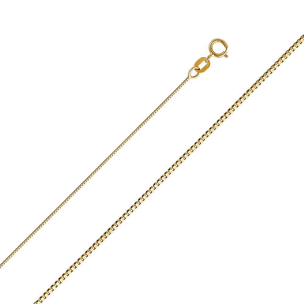 14K Yellow Gold 0.6mm with Box Chain With Spring Clasp Closure
