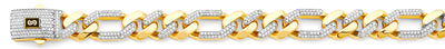 14K Two Tone Gold 13.5mm Monaco Figaro 3+1 With CZ Link Chain