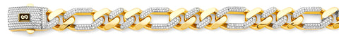 14K Two Tone Gold 13.5mm Monaco Figaro 3+1 With CZ Link Chain