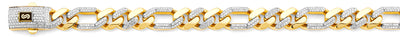 14K Two Tone Gold 11.5mm Monaco Figaro 3+1 With CZ Link Chain