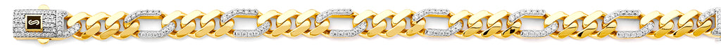 14K Two Tone Gold 8.0mm Monaco Figaro 3+1 With CZ Link Chain