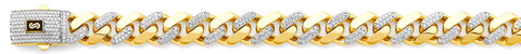 14K Two Tone Gold 13.5mm Monaco Curb With CZ Link Chain