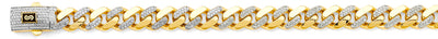 14K Two Tone Gold 11.5mm Monaco Curb With CZ Link Chain