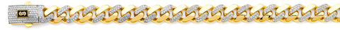 14K Two Tone Gold 11.5mm Monaco Curb With CZ Link Chain