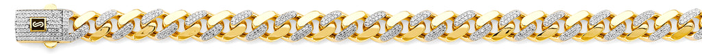 14K Two Tone Gold 9.5mm Monaco Curb With CZ Link Chain