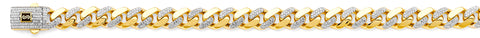 14K Two Tone Gold 9.5mm Monaco Curb With CZ Link Chain