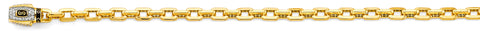 14K Two Tone Gold 6mm Monaco Cable With CZ Lock Chain