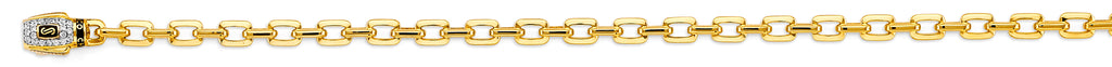 14K Two Tone Gold 5mm Monaco Cable With CZ Lock Chain